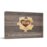 Art mural personnalisé en toile de puzzle - Maman, tu es la pièce qui nous tient ensemble, cadeau pour mère grand-mère